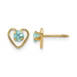 14k Madi K 3mm Genuine Aquamarine Birthstone Heart Earrings - Birthstone Company