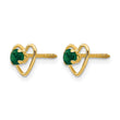 14k Madi K 3mm Created Emerald Birthstone Heart Earrings - Birthstone Company