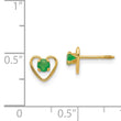 14k Madi K 3mm Created Emerald Birthstone Heart Earrings