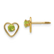 14K Gold Peridot Heart Earrings with Natural August Birthstone