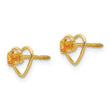 14K Gold Genuine Citrine Heart Earrings with Screw Back, November Birthstone