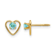 14k Madi K 3mm Genuine Blue Topaz Birthstone Heart Earrings - Birthstone Company