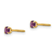 14K Gold Amethyst Stud Earrings with Polished Finish, Nickel-Free