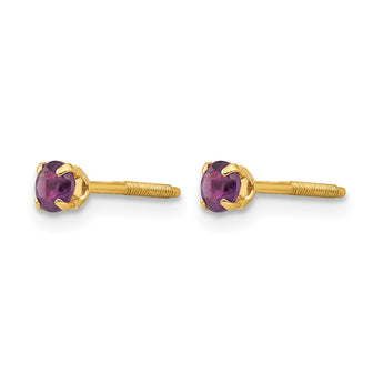 14K Gold Amethyst Stud Earrings with Polished Finish, Nickel-Free - Birthstone Company