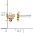 14k Madi K Clear & Red CZ Bee Post Earrings
