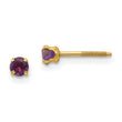 14K Gold Amethyst Stud Earrings with Polished Finish, Nickel-Free
