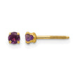 14K Gold Amethyst Stud Earrings with Polished Finish, Nickel-Free - Birthstone Company