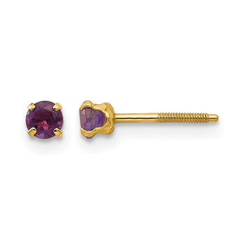 14K Gold Amethyst Stud Earrings with Polished Finish, Nickel-Free - Birthstone Company