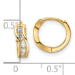 14k Madi K Polished CZ Wavy Hinged Huggie Hoop Earrings
