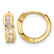 14k Madi K Polished CZ Wavy Hinged Huggie Hoop Earrings - Birthstone Company