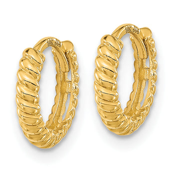 14K Madi K Polished Textured Hoop Earrings
