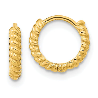 14K Madi K Polished Textured Hoop Earrings
