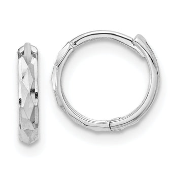 14K White Gold Madi K Hinged Diamond Cut Hoop Earrings