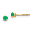 14K Gold Emerald Stud Earrings with Polished Finish & Screw Back