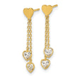 14k Madi K Polished CZ Hearts Post Dangle Earrings