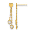 14k Madi K Polished CZ Hearts Post Dangle Earrings - Birthstone Company