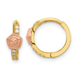 14k Madi K Polished Two-tone CZ Hinged Huggie Hoop Earrings