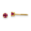 14K Gold Ruby Stud Earrings with Polished Finish and Screw Back