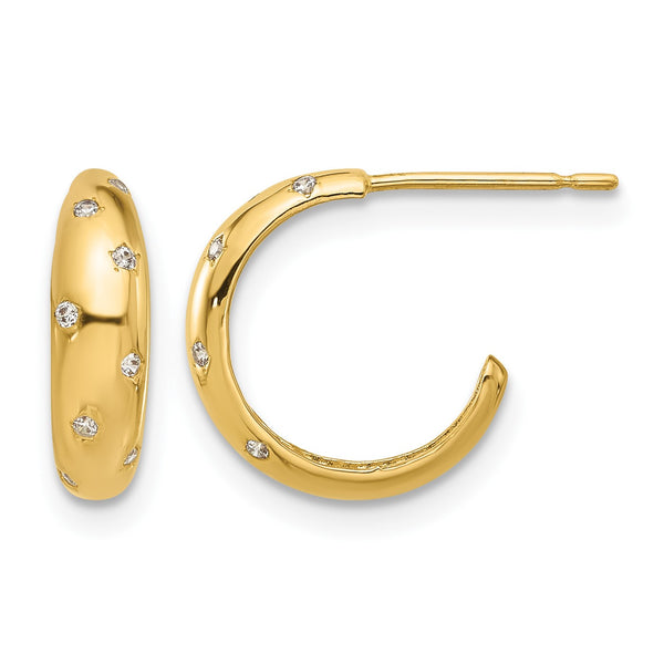 14k Madi K Polished CZ Post Hoop Earrings - Birthstone Company