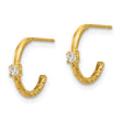 14k Madi K Polished CZ Link Post Hoop Earrings - Birthstone Company
