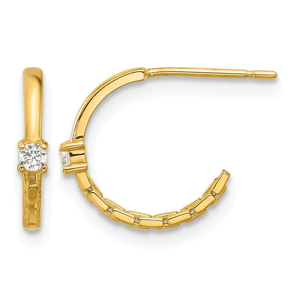 14k Madi K Polished CZ Link Post Hoop Earrings - Birthstone Company