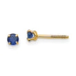 14K Gold Sapphire Birthstone Stud Earrings with Polished Finish