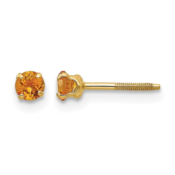 14k Madi K 3mm Citrine Birthstone Earrings - Birthstone Company