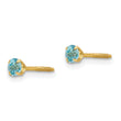 14K Yellow Gold Blue Zircon Stud Earrings with Polished Finish