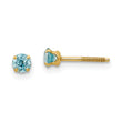 14K Yellow Gold Blue Zircon Stud Earrings with Polished Finish