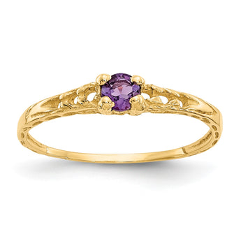 14k Madi K 3mm Amethyst Birthstone Baby Ring, Size 7 - Birthstone Company