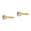 14K Gold Aquamarine Birthstone Stud Earrings March, Nickel-Free, Polished