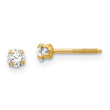 14K Gold Stud Earrings with Polished Synthetic April Birthstone, Nickel-Free