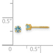 14K Gold Blue Zircon Birthstone Stud Earrings Polished, Nickel Free