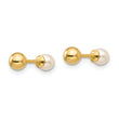 Reversible Pearl & Gold Bead Stud Earrings in 14K Yellow Gold