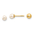 Reversible Pearl & Gold Bead Stud Earrings in 14K Yellow Gold