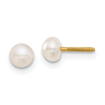 14K Gold Freshwater Pearl Screwback Earrings Polished, Nickel-Free Elegance