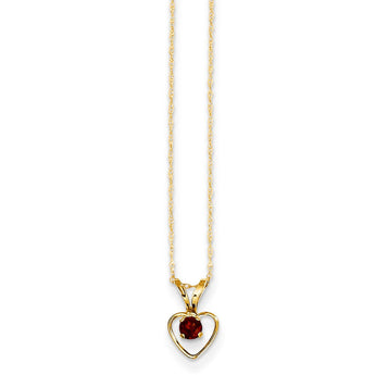 14K Gold Garnet Heart Birthstone Necklace Elegant & Gift Ready
