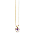 14K Gold Amethyst Heart Necklace for February Birthdays