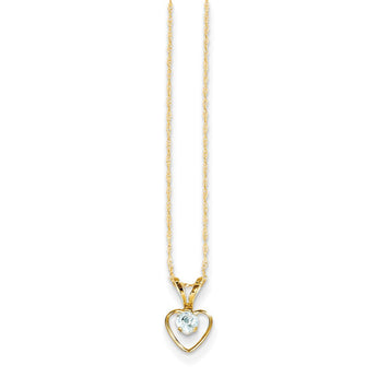 14K Gold Aquamarine Heart Necklace March Birthstone Elegance
