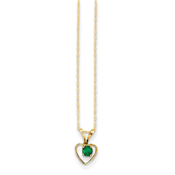 14K Gold Emerald Heart Birthstone Necklace Elegant May Gift
