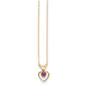 14K Gold Rhodolite Garnet Heart Necklace June Birthstone Elegance