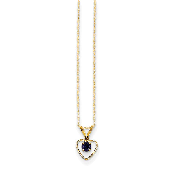 14K Gold Sapphire Heart Birthstone Necklace Elegant September Charm