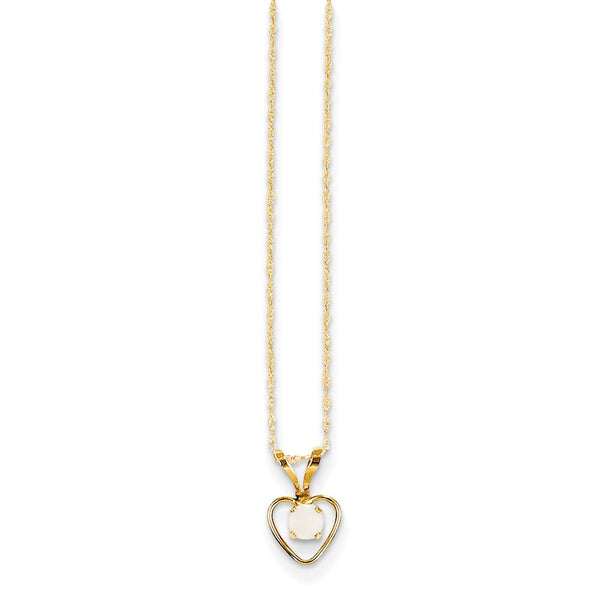 14K Gold Opal Heart Necklace with Natural Phenomena Stone