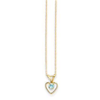 14K Gold Blue Zircon Heart Birthstone Necklace Elegant December Gift