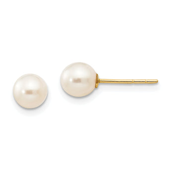 14K Yellow Gold Freshwater Pearl Earrings with Polished Finish Elegant & Nickel Free
