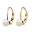 14K Gold Freshwater Pearl Leverback Earrings Polished Elegance - Birthstone Company