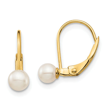 14K Gold Freshwater Pearl Leverback Earrings Polished Elegance