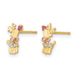 14k Yellow & Rose Gold Madi K CZ Children's Reindeer Post Earrings - Birthstone Company