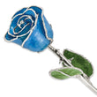 Blue Lacquer Dipped Silver Trimmed Real Rose - Sophia Jewelers