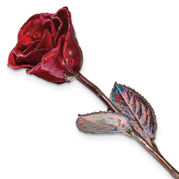 Burgundy Lacquer Dipped Copper Trimmed Real Rose - Sophia Jewelers